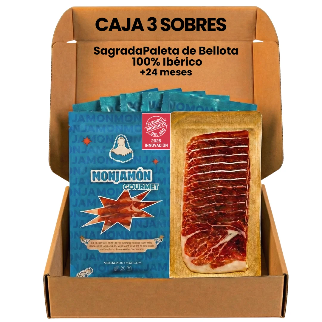 3 SOBRES PALETA DE BELLOTA 100% IBÉRICA PREMIUM +24 MESES  - Pata Negra - Loncheado 80gr/ud | [Elegido Producto del Año 2025]  Artesanal , Tradicional y de Calidad Gourmet