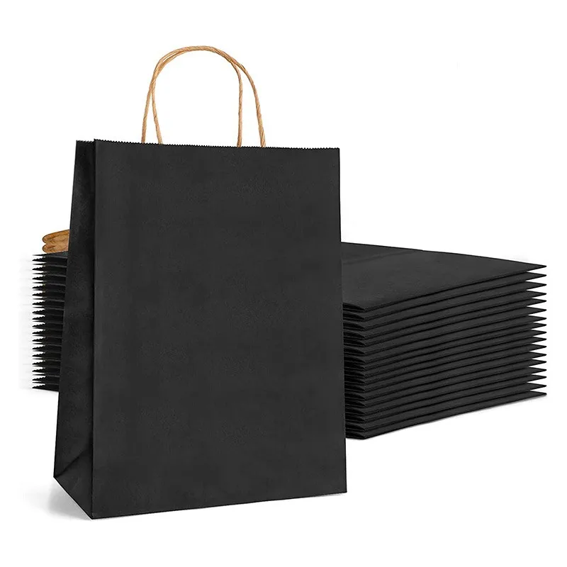 Deliex delicacies of Extremadura. 20 black paper gift bags with handles in different sizes, paper bags for shops and shops (32,3x24x11 cm Black, 20 bags)