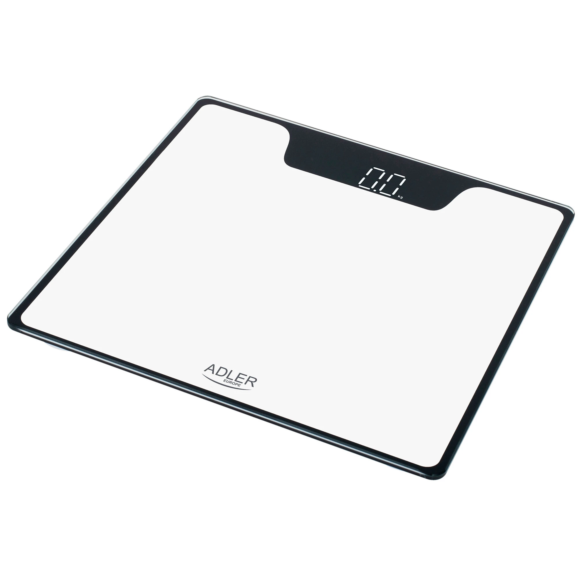 Adler AD8174W Báscula de Baño Digital Alta Precisión 180Kg, Pantalla LED Apagado Automático, Vidrio Templado, , Blanco