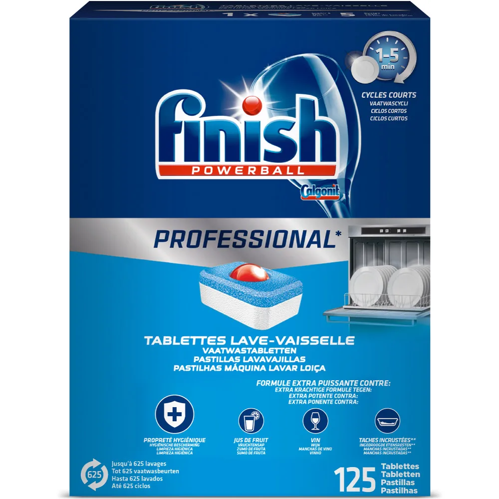 Finish Powerball PROFESSIONAL Pastillas Lavavajillas, Acción Prelavado, Desincrusta y Elimina Restos y Suciedad