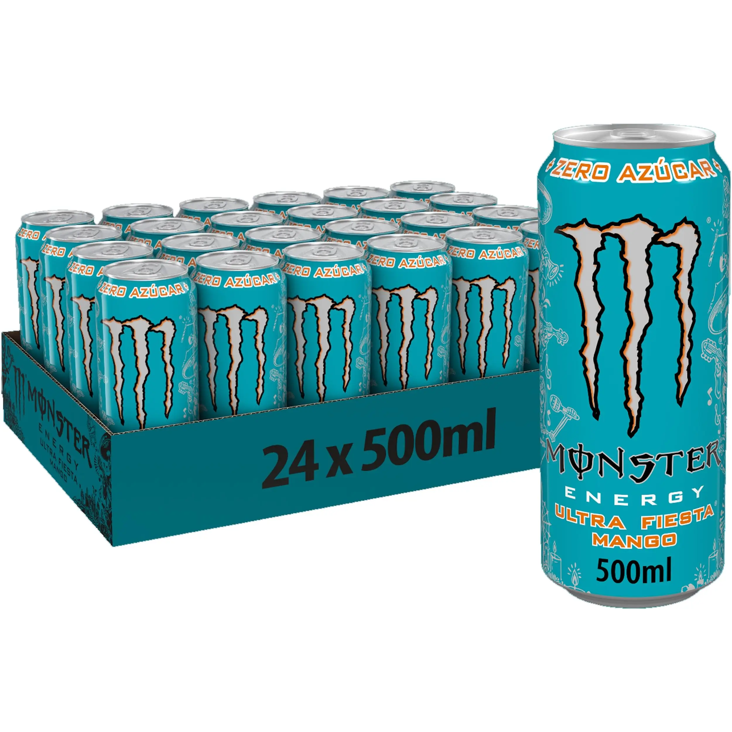 MONSTER ULTRA FIESTA 50CL x 24 | 8 cans-MANGO ZERO without sugar | Energy drink (National-Spain)