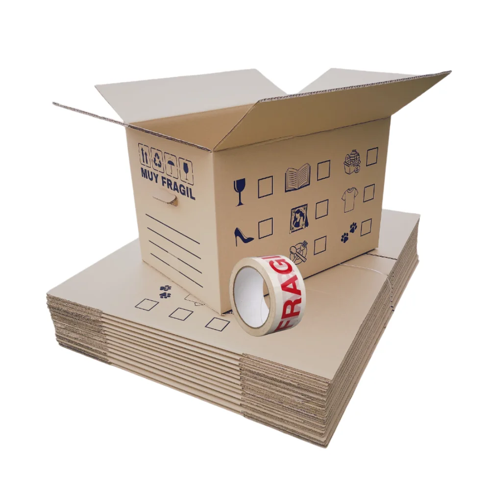 Plasacar S.L. - Scatola in cartone kraft a doppio canale extra resistente 60x40x40 cm + Sigillo Molto Fragile (SPECIALE PER TRASLOCO)