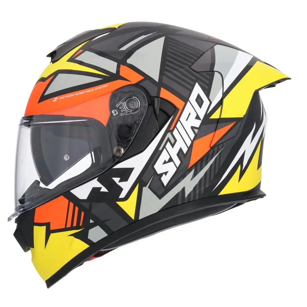 Helmet SHIRO RAPTOR CHASE Yellow Red Matte