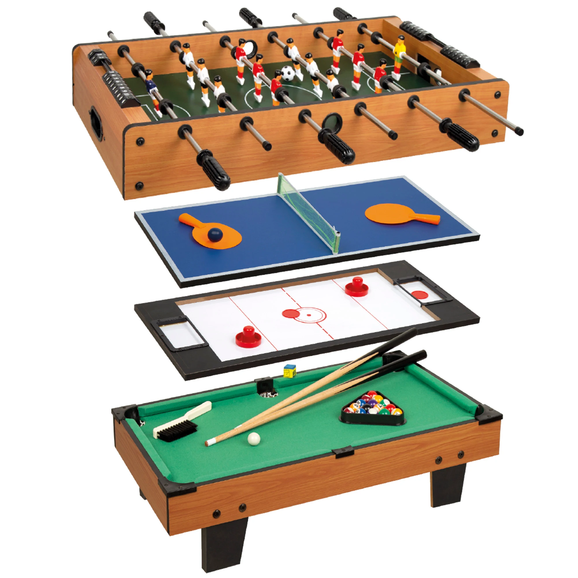 CB Games - Mesa multijuegos 4 en 1, Tamaño 81x43x27 cm, Futbolín, Billar, Ping Pong, Hockey, Juego de mesa, Futbolines para niños, Multijuego, Regalo para toda la familia, Juguetes 6 años
