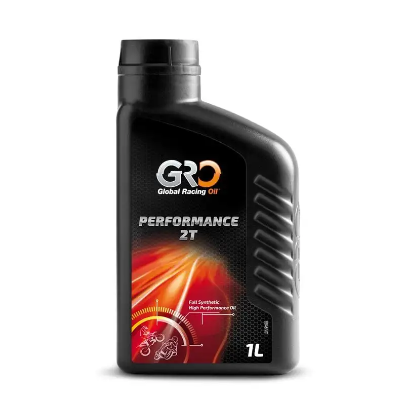 Oil GRO PERFORMANCE 2T (1 liter)-synthetic lubricant for racing engines-waste disposal and spark plug PERFORMANCE-avoid wear-meet standards TC + JASO FD ISO L-EGD