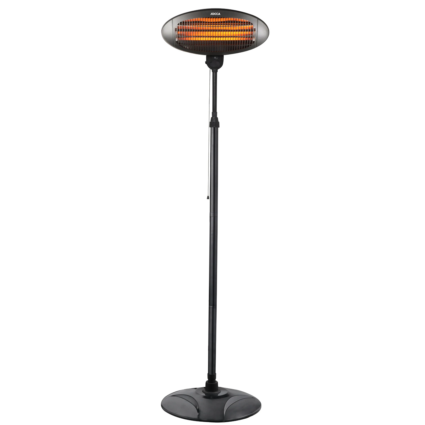 Jocca Calefactor Exterior 2000W Halógeno de Cuarzo con 3 Intensidades, Cabezal Inclinable y Protección Anti-Vuelco