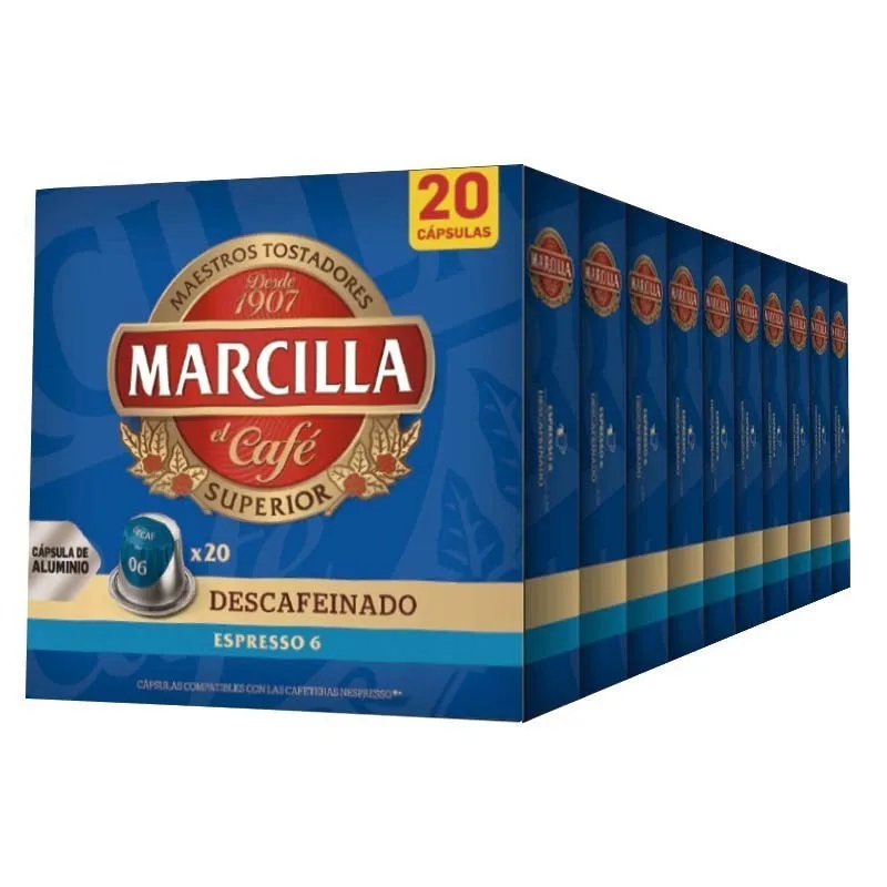 Descafeinado Marcilla 10 cajas de 20 cápsulas compatibles Nespresso 8711000467947