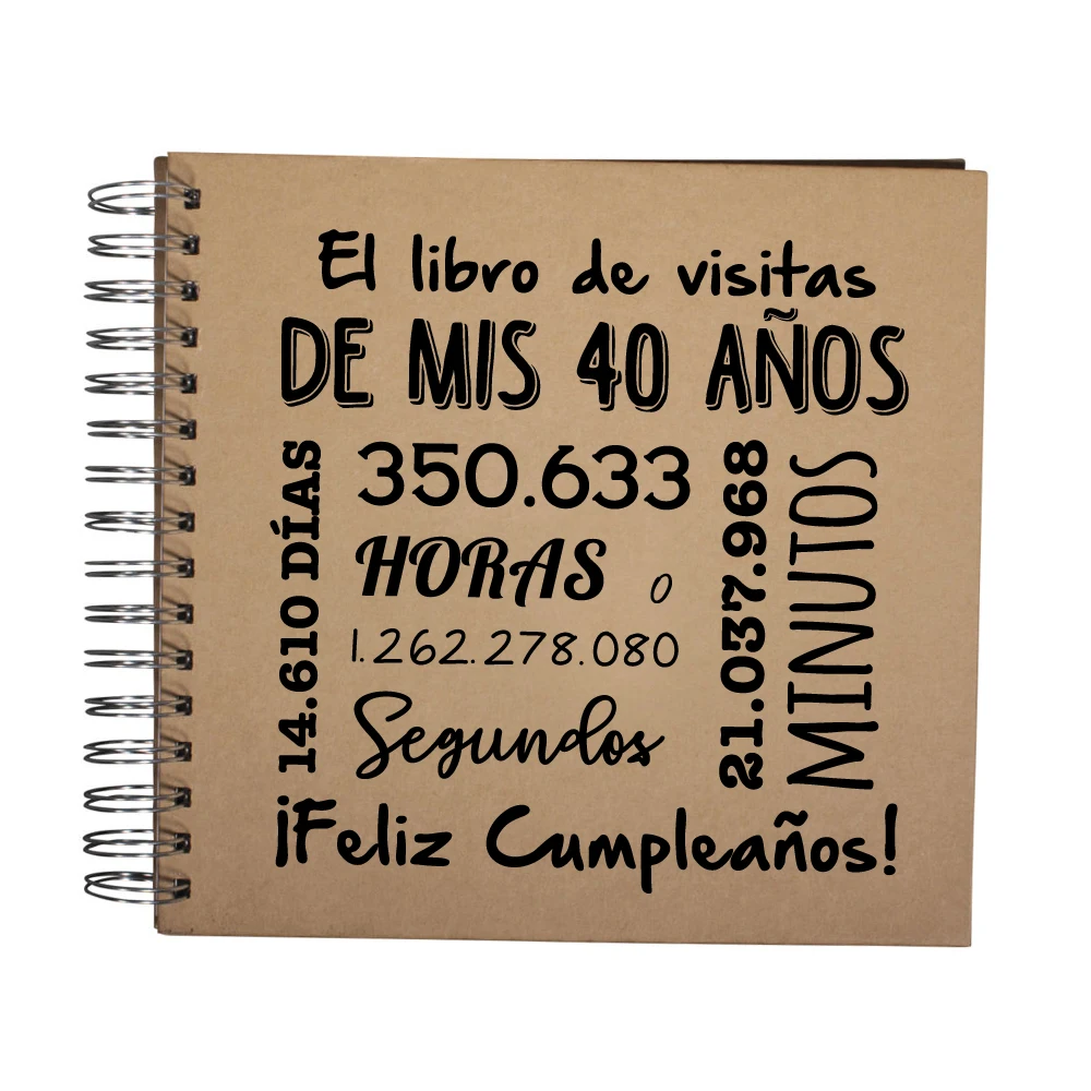Libro de Firmas para 40 Cumpleaños en Kraft con Anillas