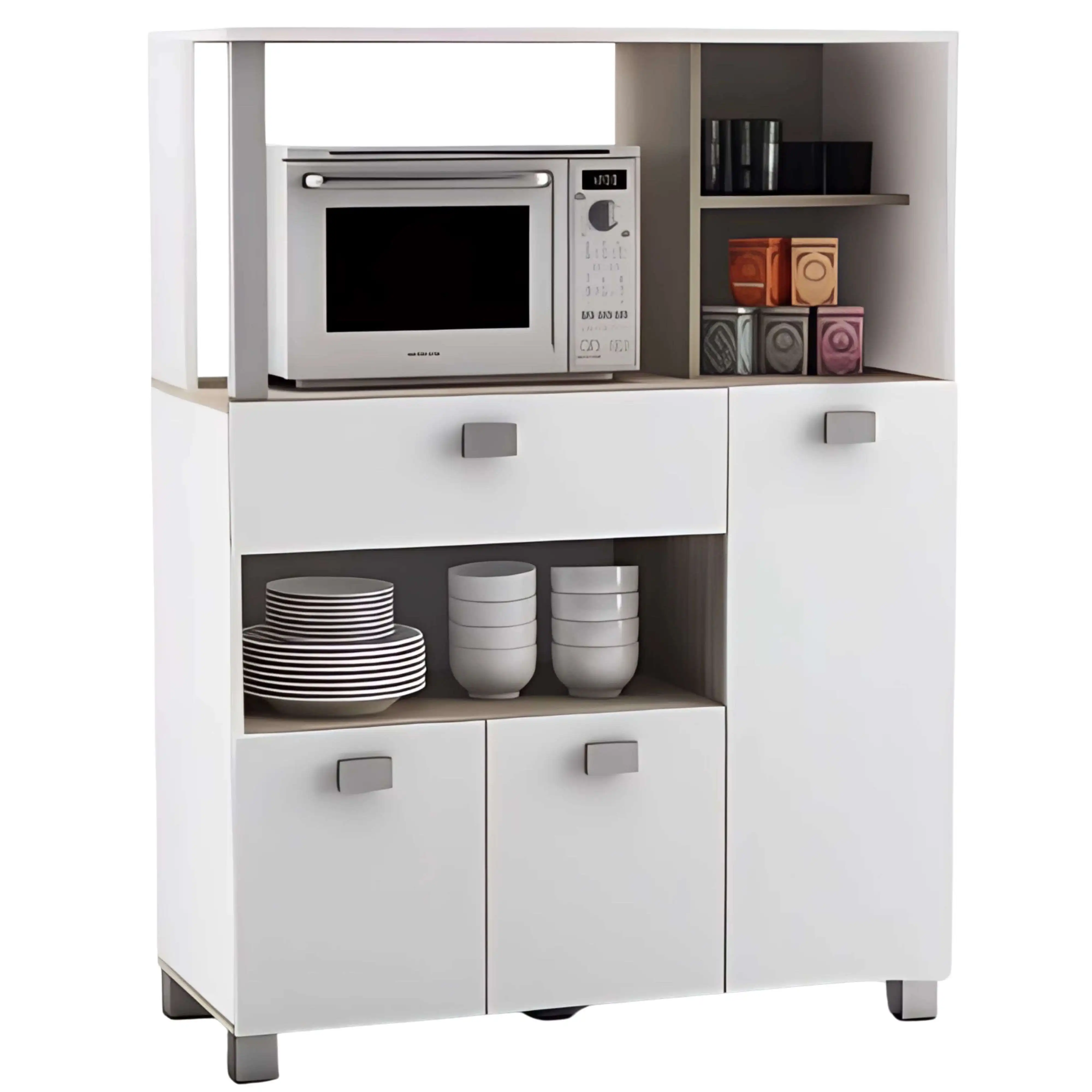 Miroytengo Mueble Auxiliar de Cocina de suelo con Cajones y Compartimentos en Color Blanco Mate 132x99cm