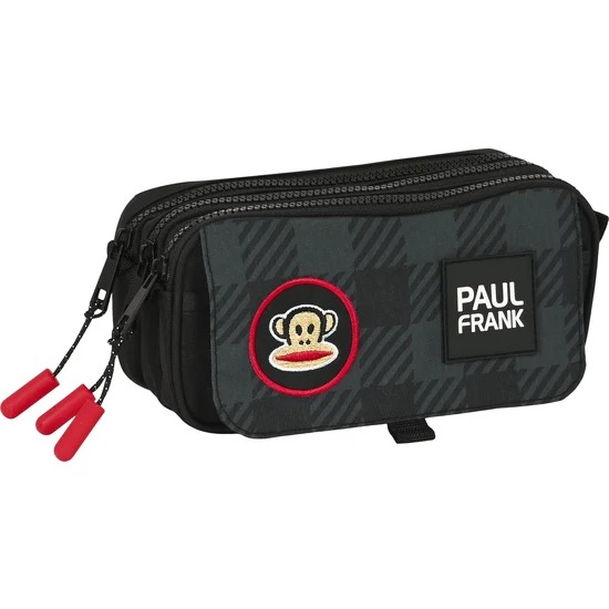 Safta - Estuche PAUL FRANK "CAMPERS" Triple Compartimiento 10x21,5cm Diseño Exclusivo - Estuche PAUL FRANK "CAMPERS" Multifuncional para Niños y Adultos