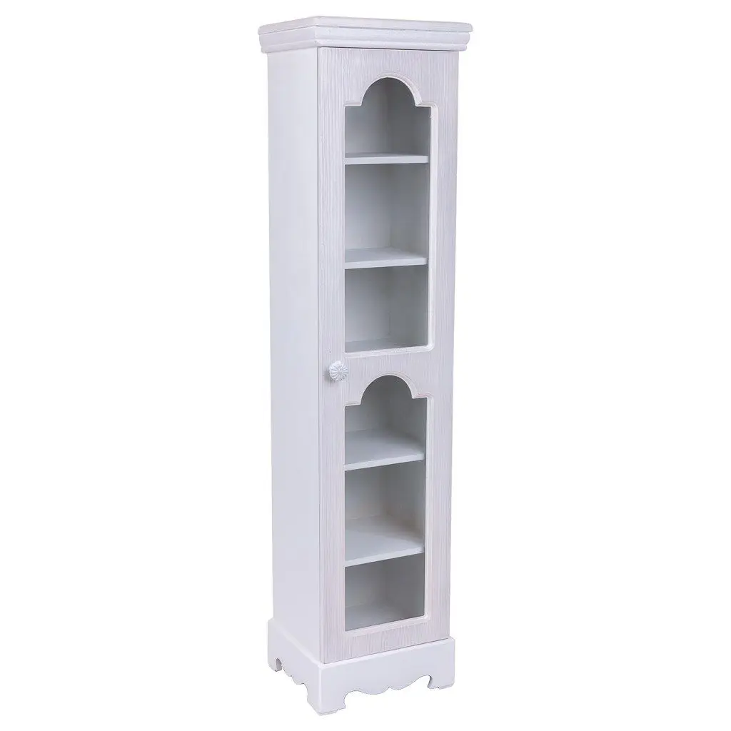 WANDERLUST DECO Vitrina de Madera Blanca de 1 Puerta 24x20x98.5 Cm - Estilo Moderno
