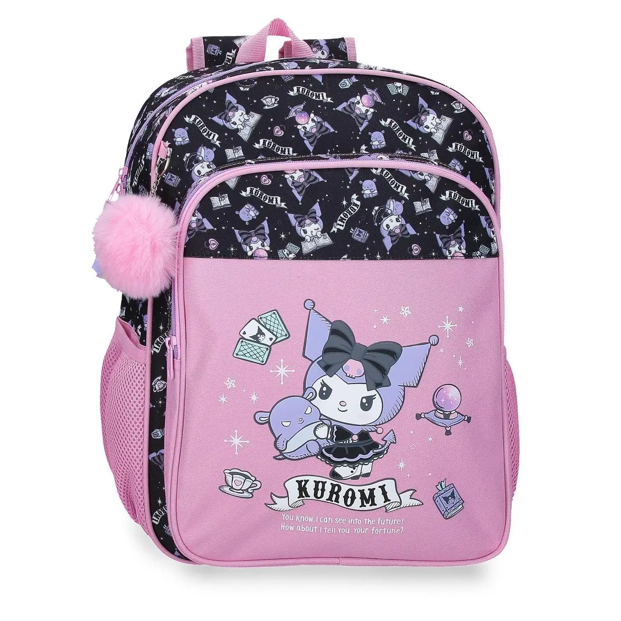 Mochila escolar adaptable a carro Kuromi Fortune Telling 30x40x13cm Rosa