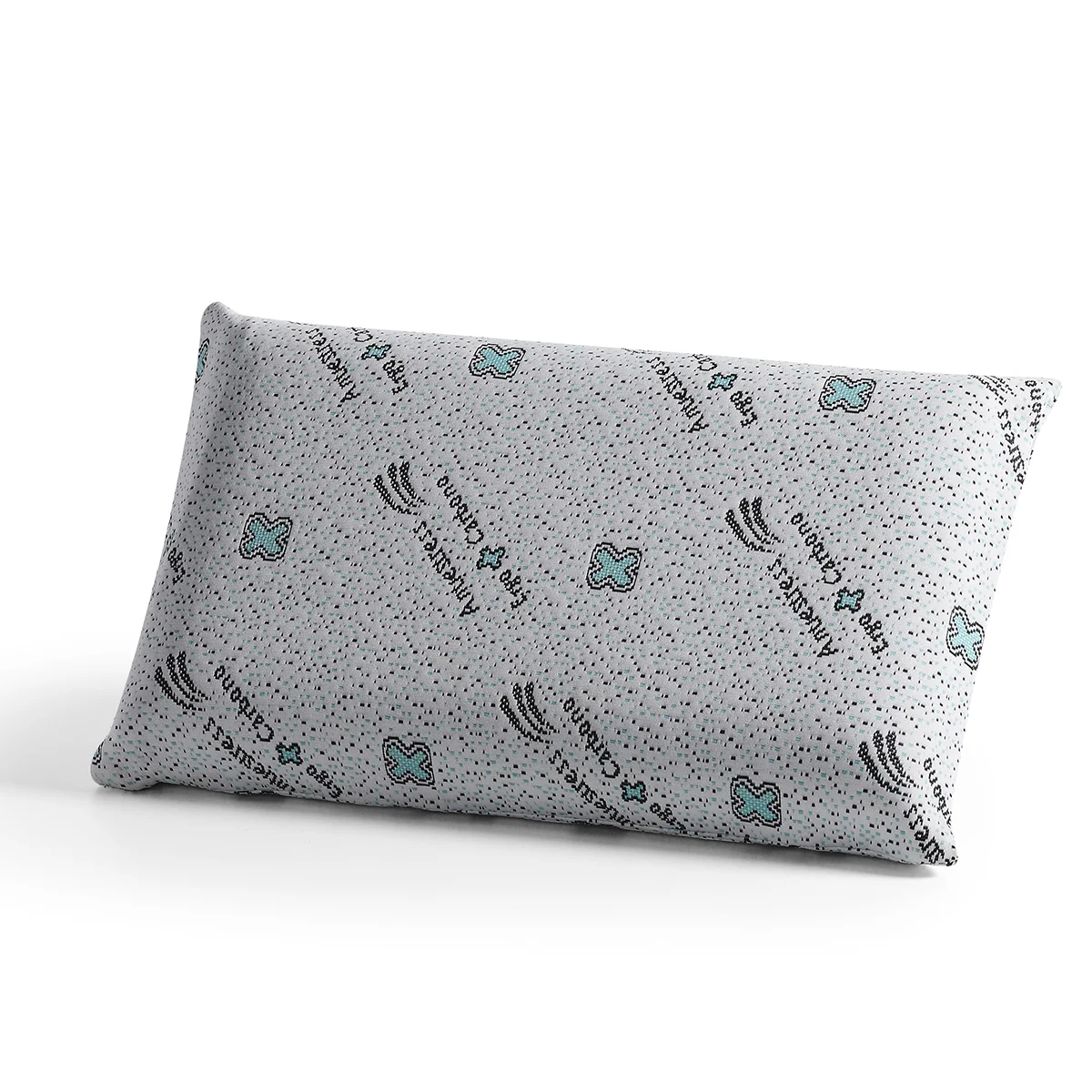 Almohada Viscoelástica 50X30cm TravelHome con Carbono para su Descanso Cervical y de Viaje, Uso Dual, Viscolástica 100%, doble funda lavable