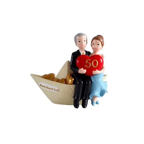 Disok Figura Pastel Bodas de Oro 50 Aniversario Barco Elegante