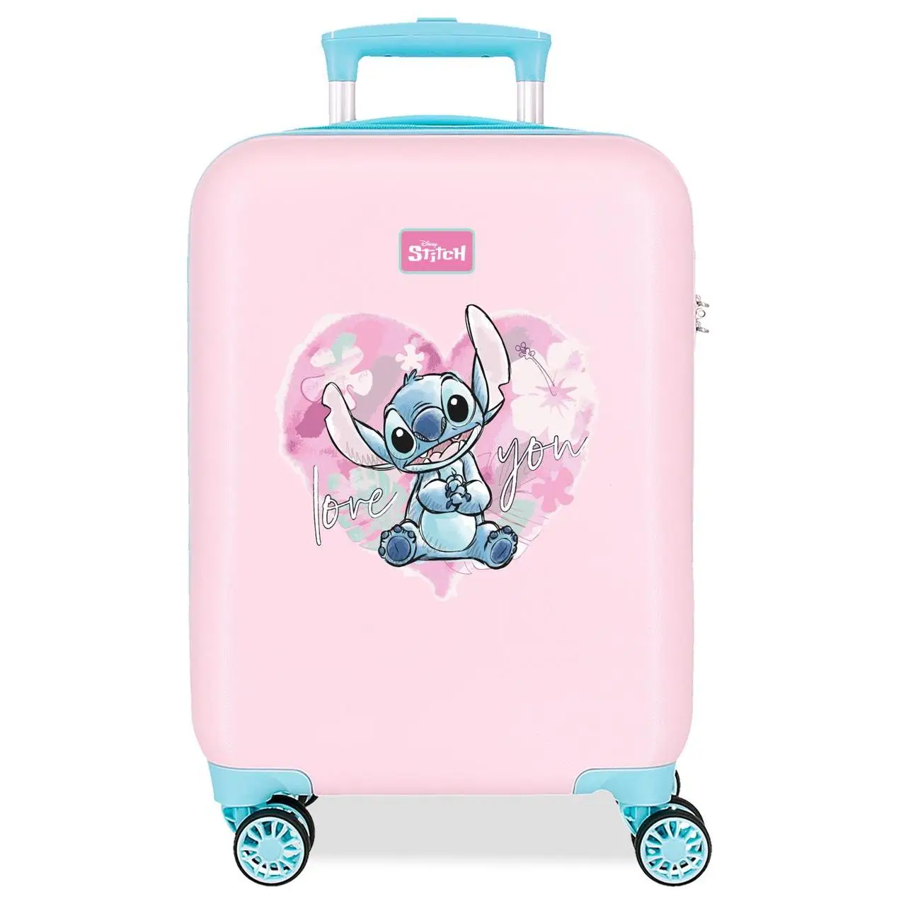 Maleta de cabina Disney Stitch Heart ABS con capacidad de 33L Rosa
