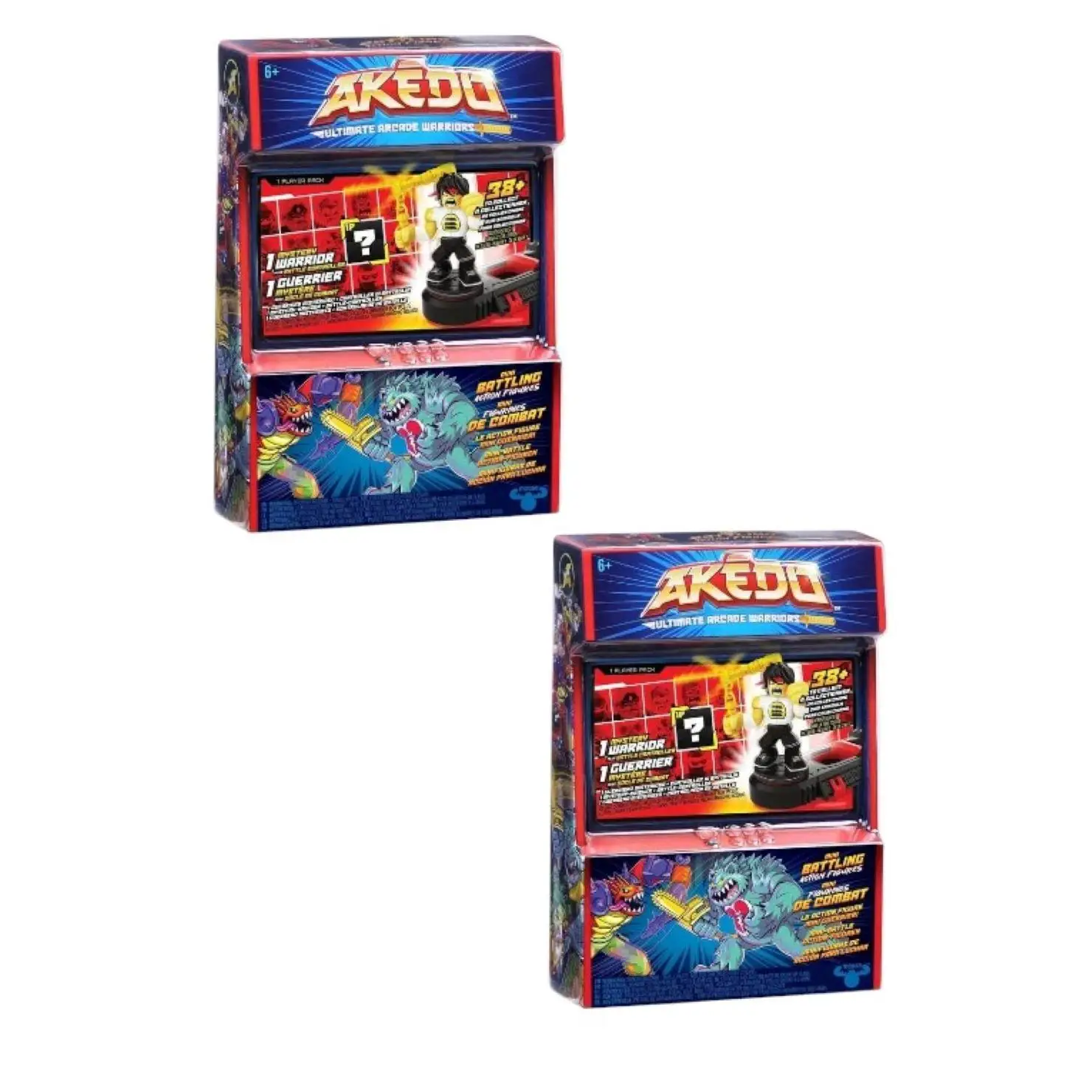 Famous-PACK of 2 AKEDO - Ultimate Arcade Warriors-each includes a warrior and a fighting command-random models-collectible-for over 6 years