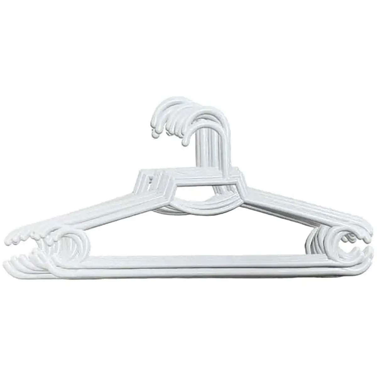 Perchas Blancas de Plástico Resistente y Grueso – Pack de Perchas Fuertes y Duraderas para Ropa – Diseño Robusto Antideslizante – Ideales para Camisas, Chaquetas y Abrigos – Medidas 41 x 20 cm
