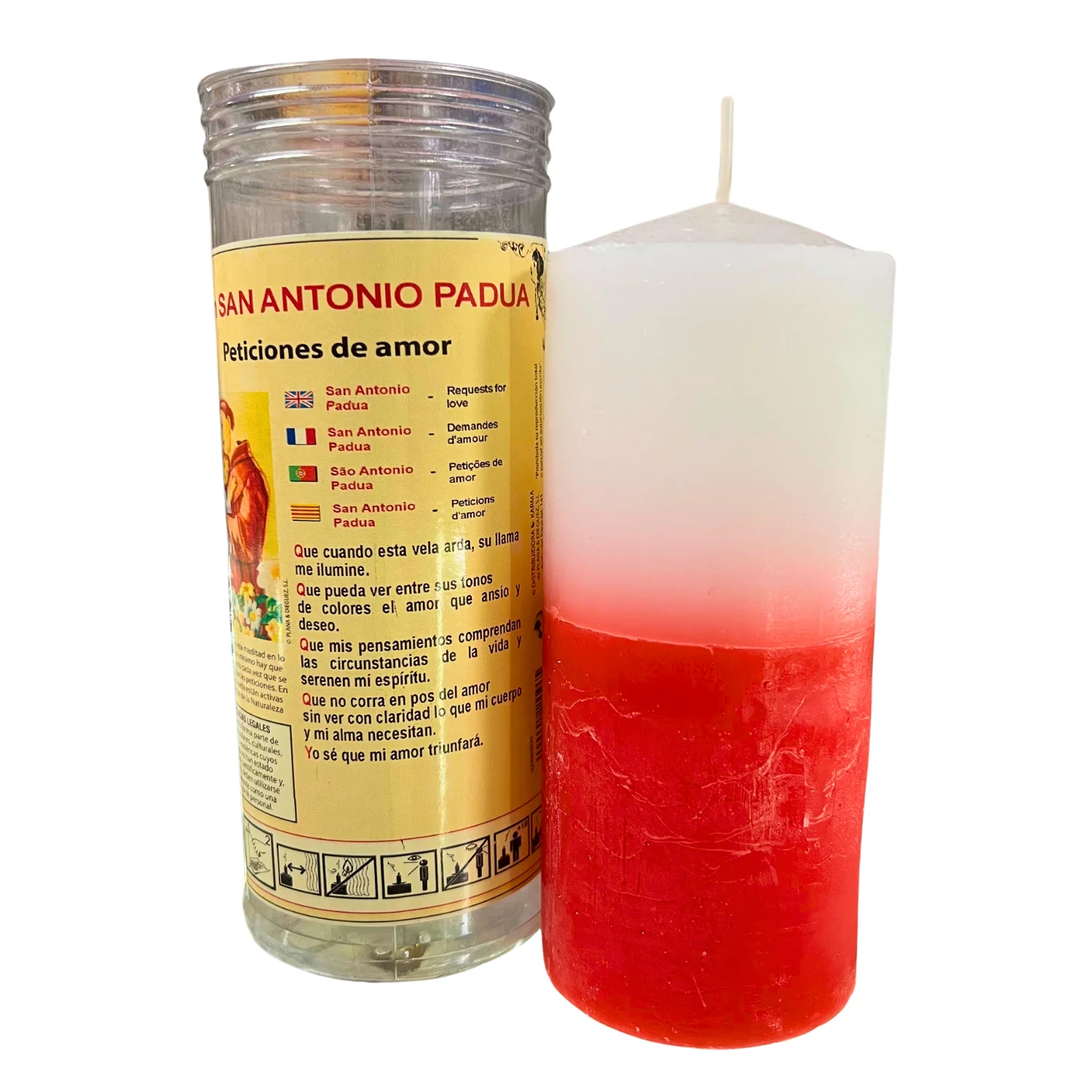 KARMA - Velón de San Antonio de Padua for requests of love and family peace request and prayer to find a partner, sweeten and attract 15x6cm and 3 days of duration approx.