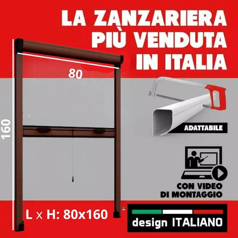 80 x 160 Kit reductor de reducción a medida con mosquitera de rodillo vertical marrón DIY, para ventana
