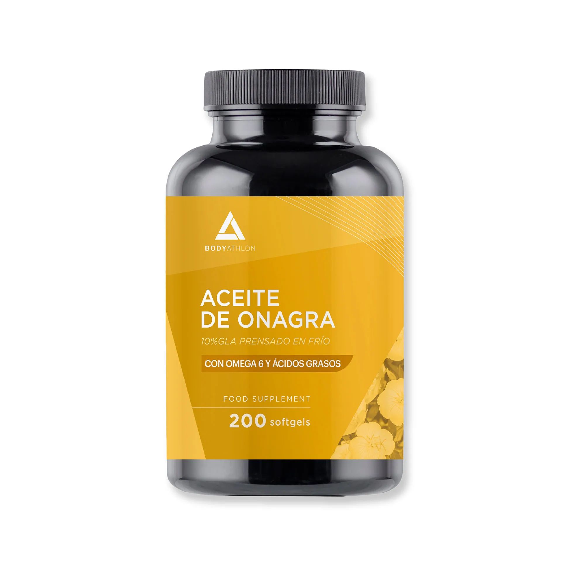 Aceite de Onagra 200 perlas- 1000mg 10% GLA Prensado en frío - BODYATHLON
