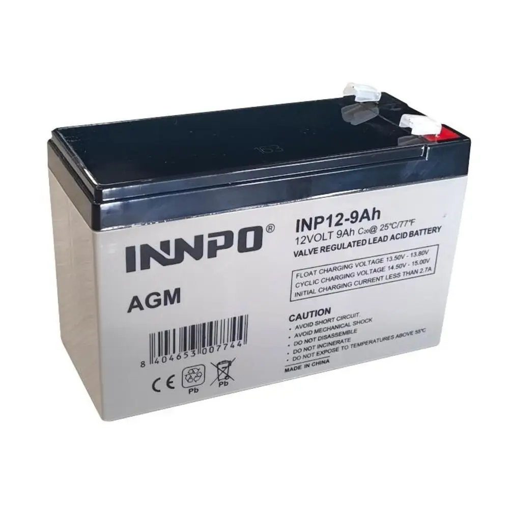INNPO Bateria Plomo tecnologia AGM 12V 9Ah sellada