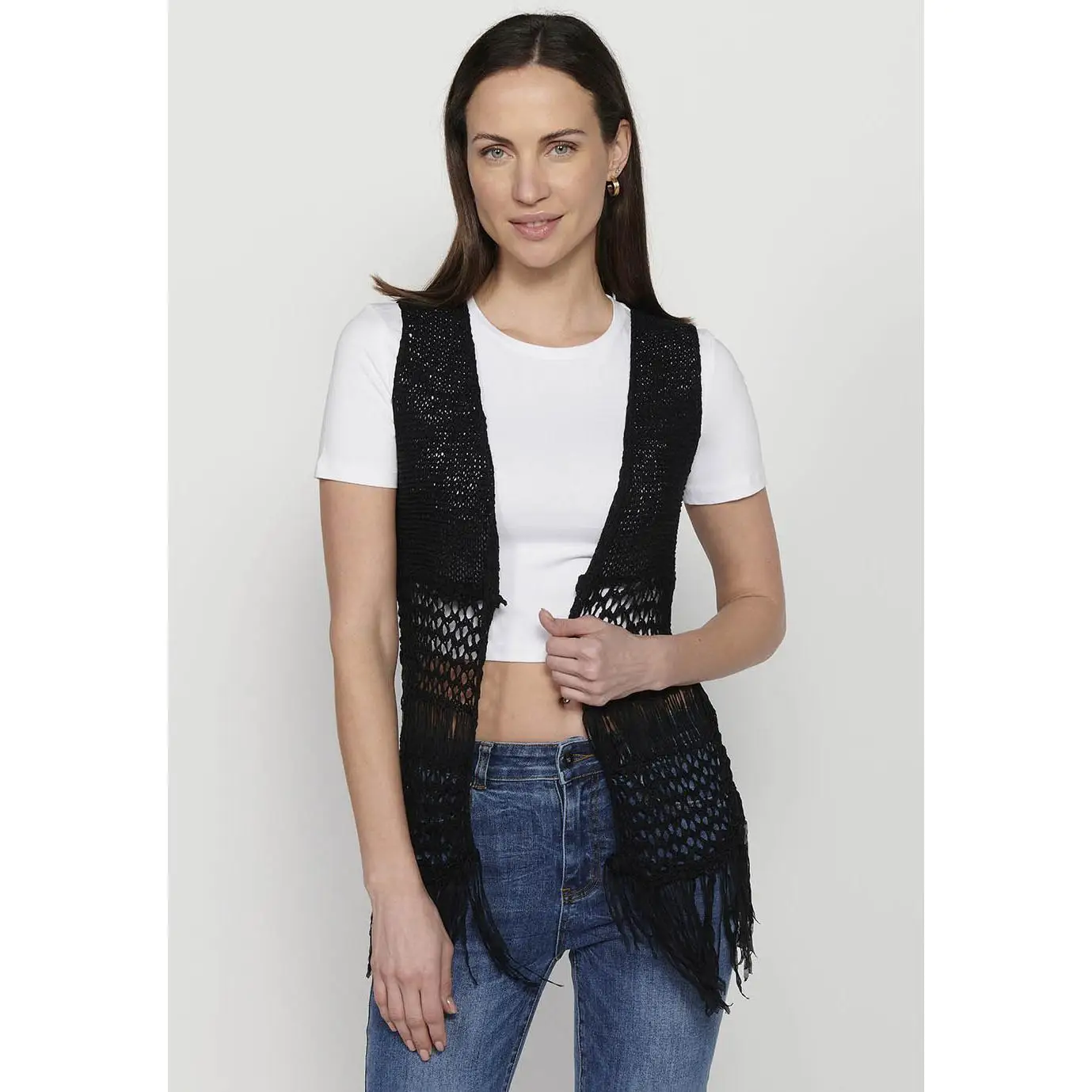 Koroshi Chaleco acabado en flecos, para mujer | moda actual