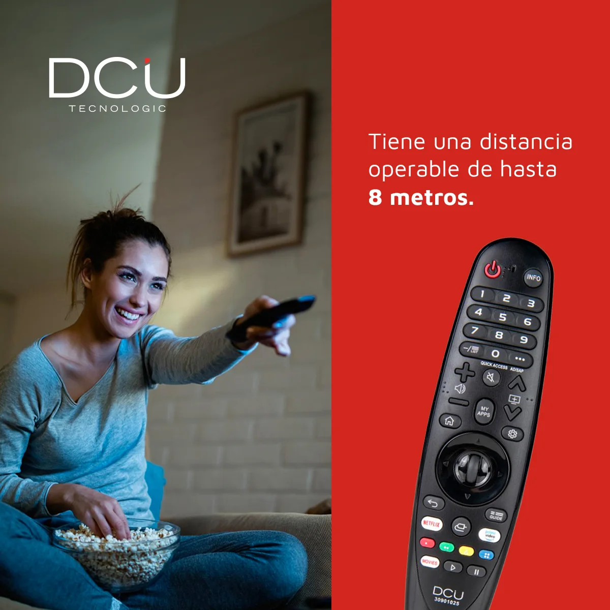 DCU TECNOLOGIC-Universal remote control for TV LG-button for Netflix and Amazon Prime Video-distance: 8 meters