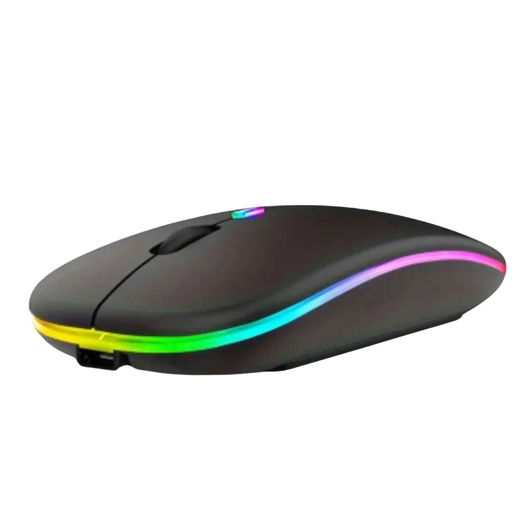 Wireless mouse with Bluetooth connectivity, rechargeable design, and 2.4 GHz USB receiver, featuring a modern ultra-thin build, 1600 DPI sensitivity, and 6 buttons, ideal for gaming and compatible with PC, laptop, and MacBook.