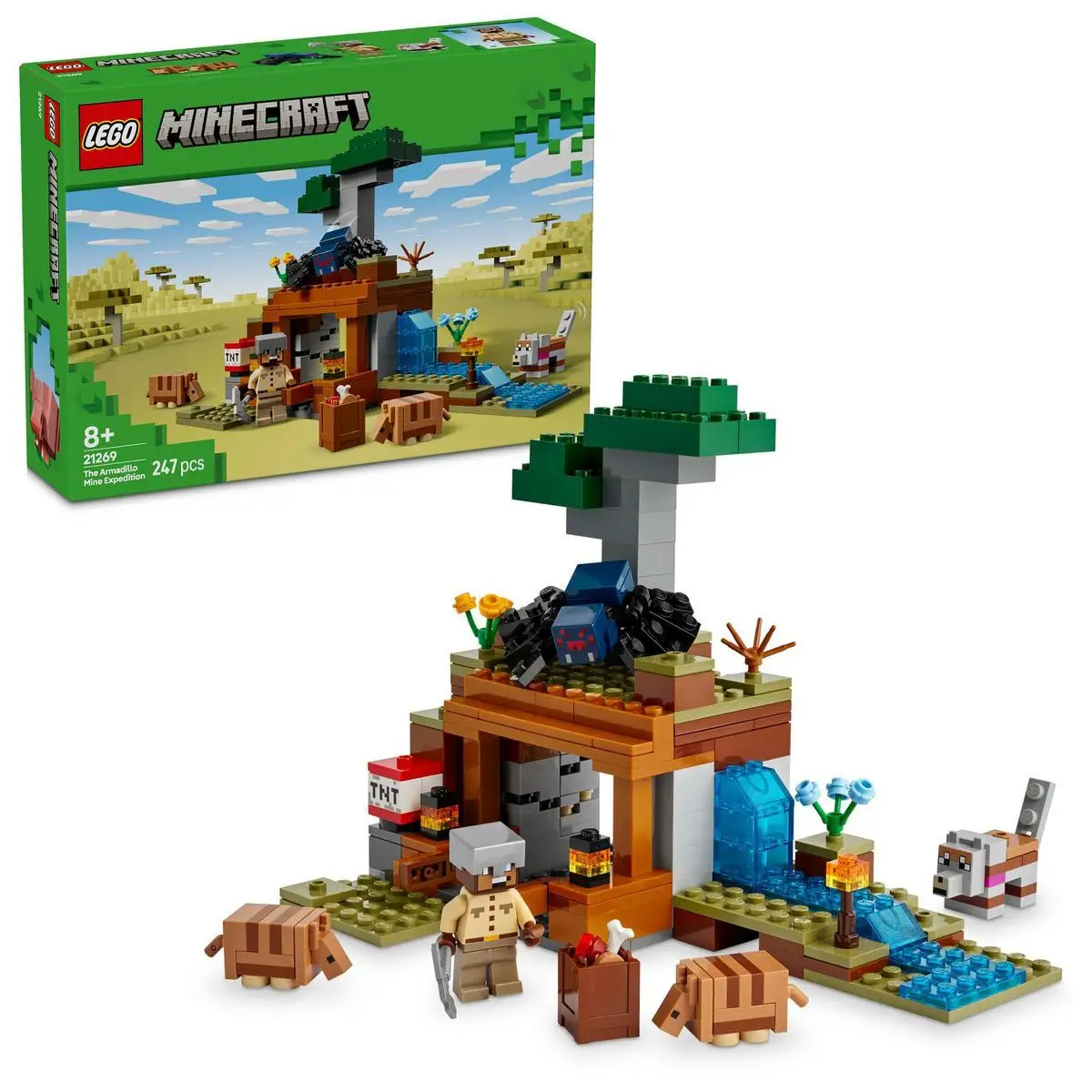 Lego 21269 minecraft the armor's mine, construction toy with spider and wolf figures from the video game, gift for boys and girls ages 8 and up, role play with animals #1