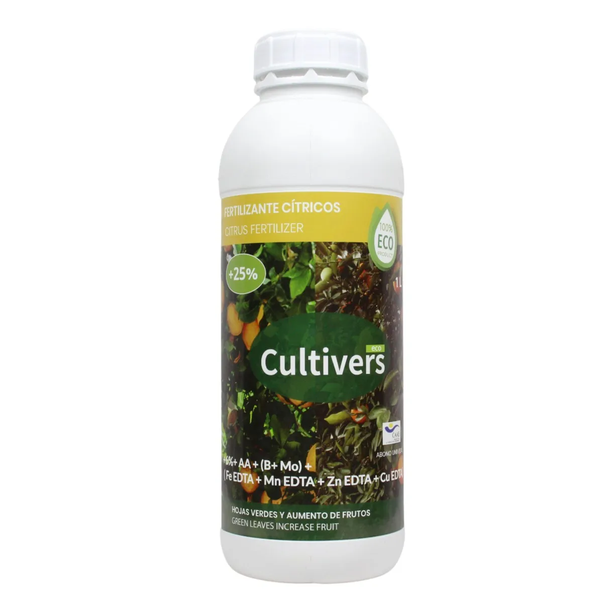 CULTIVERS Fertilizante Cítricos Ecológico 1 L. Abono Líquido Hojas más Verdes y Aumenta del Tamaño Fruto. Abono 100% Natural
