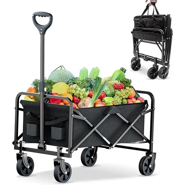 Carro de Mano Plegable con Ruedas DASCK - Transporte para Playa, Jardín, Almacén, Camping y Deportes - Capacidad 120kg