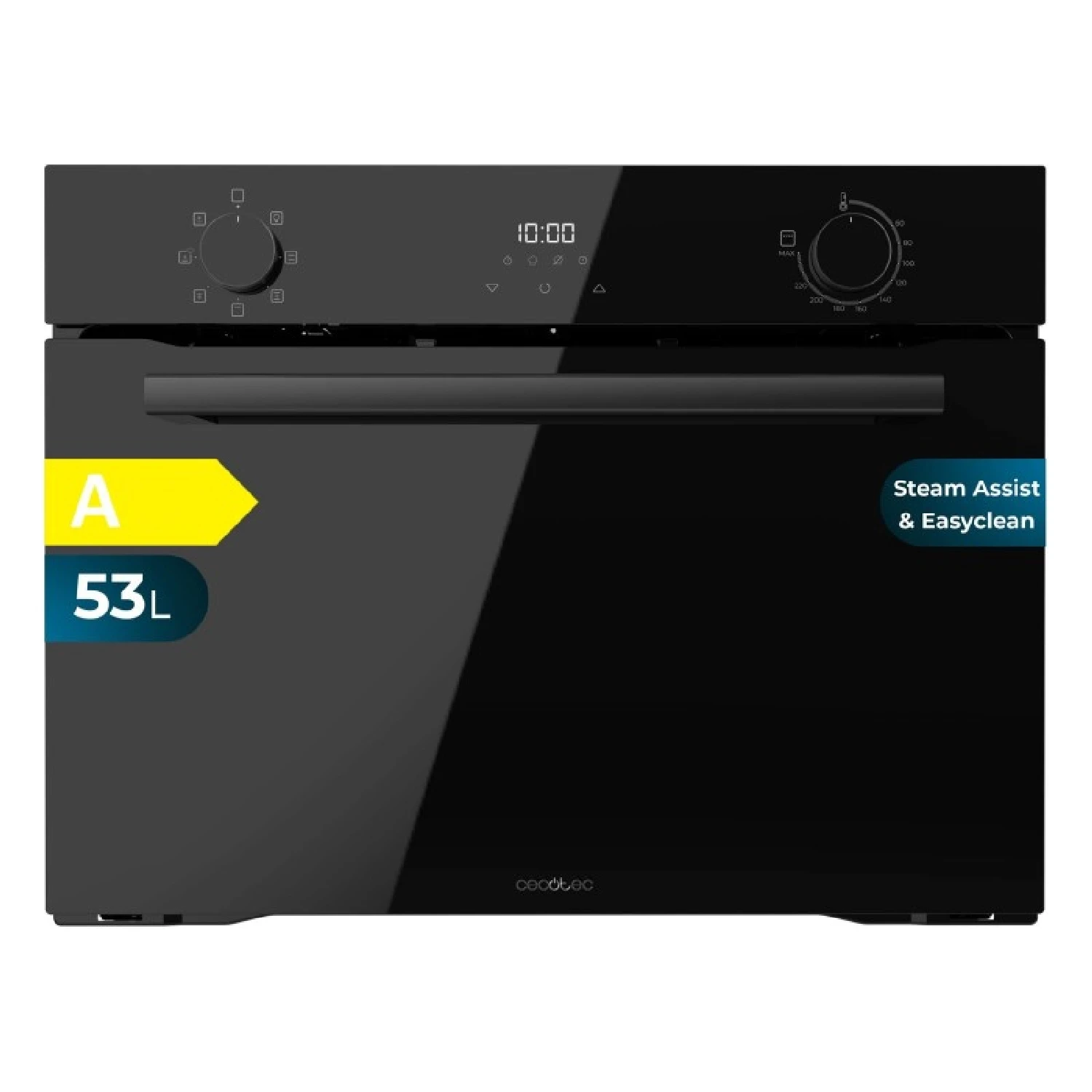 Cecotec Horno Integrable Multifunción de 53L Bolero Hexa M224500 Glass Black A. 2600W, 7 Funciones con Grill, Defrost