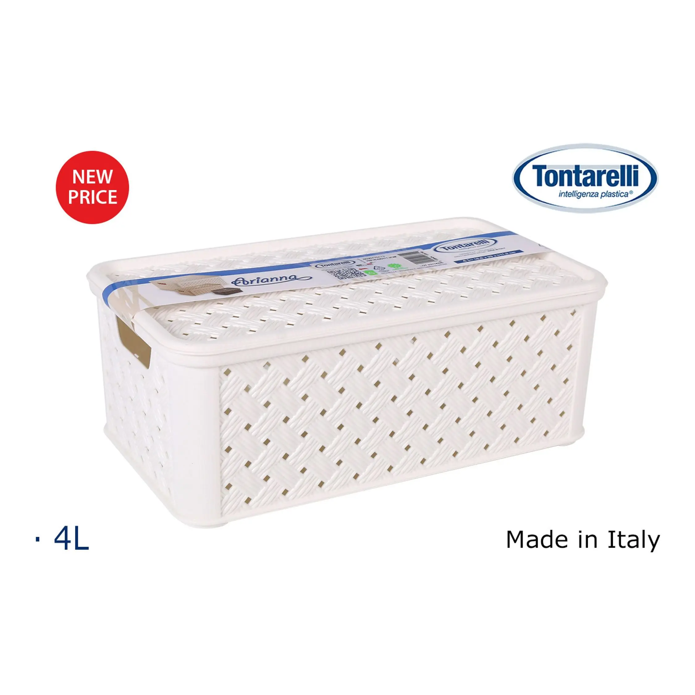 Tontarelli 4 L storage box with white Arianna lid