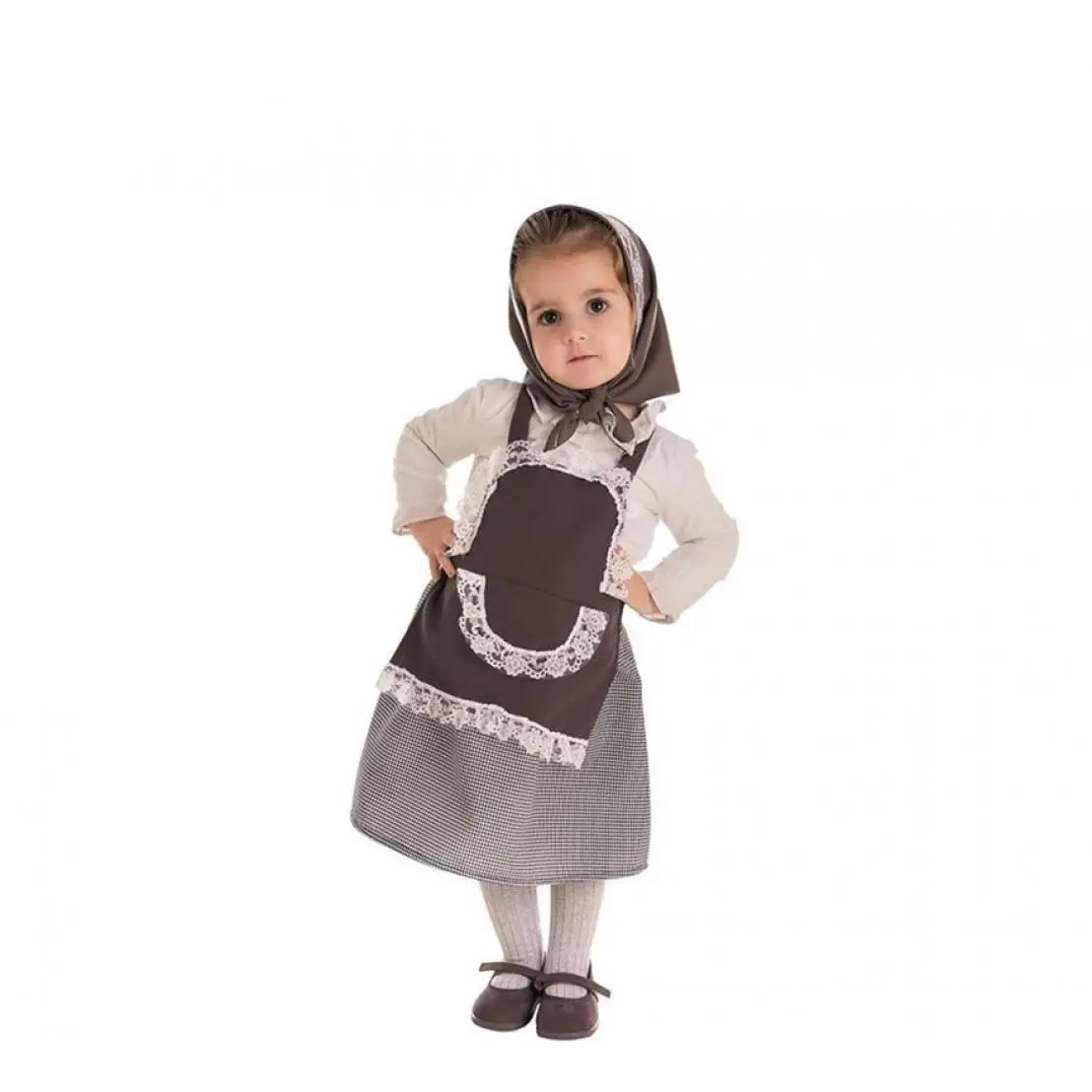 Creaciones Llopis Kit o Disfraz de Castañera Falda Cuadros para niña: Falda, Delantal y Pañuelo
