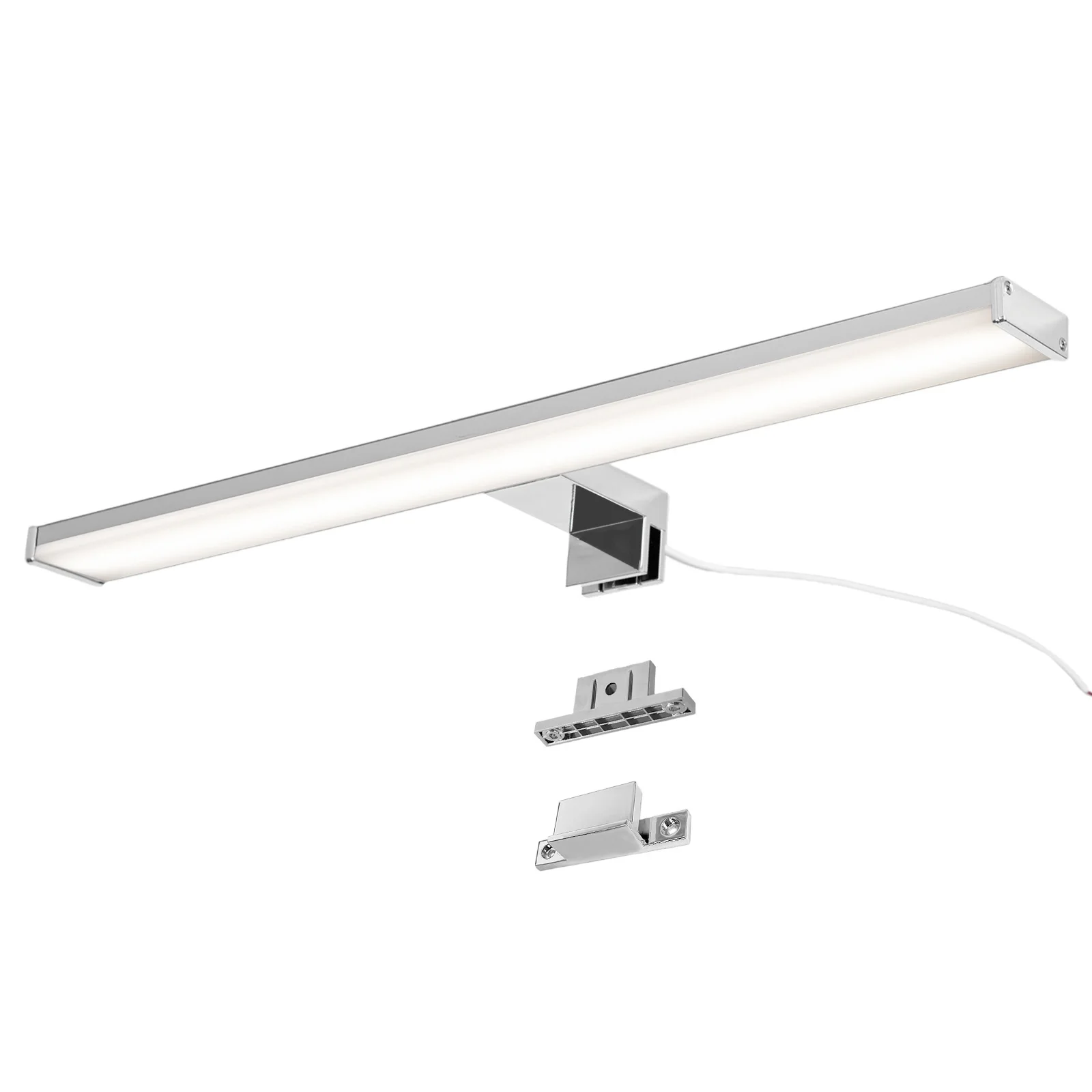 Lampada da parete a LED 12W 50 cm IP44 per bagno, specchio e mobile, sottile, cromata o alluminio nero con luce bianca neutra 4000K ALPINALUZ