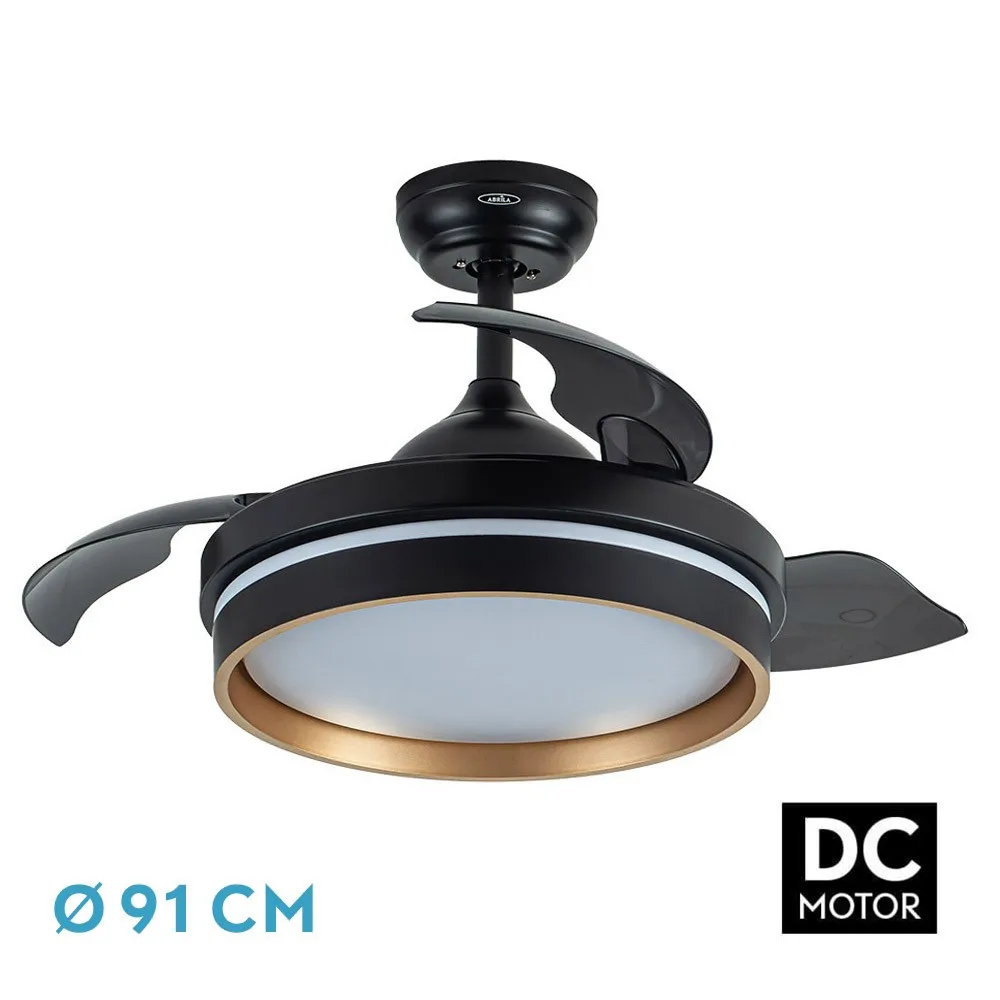 Akunadecor fan Dc Nalon S black gold Cct dimmable Led remote Control