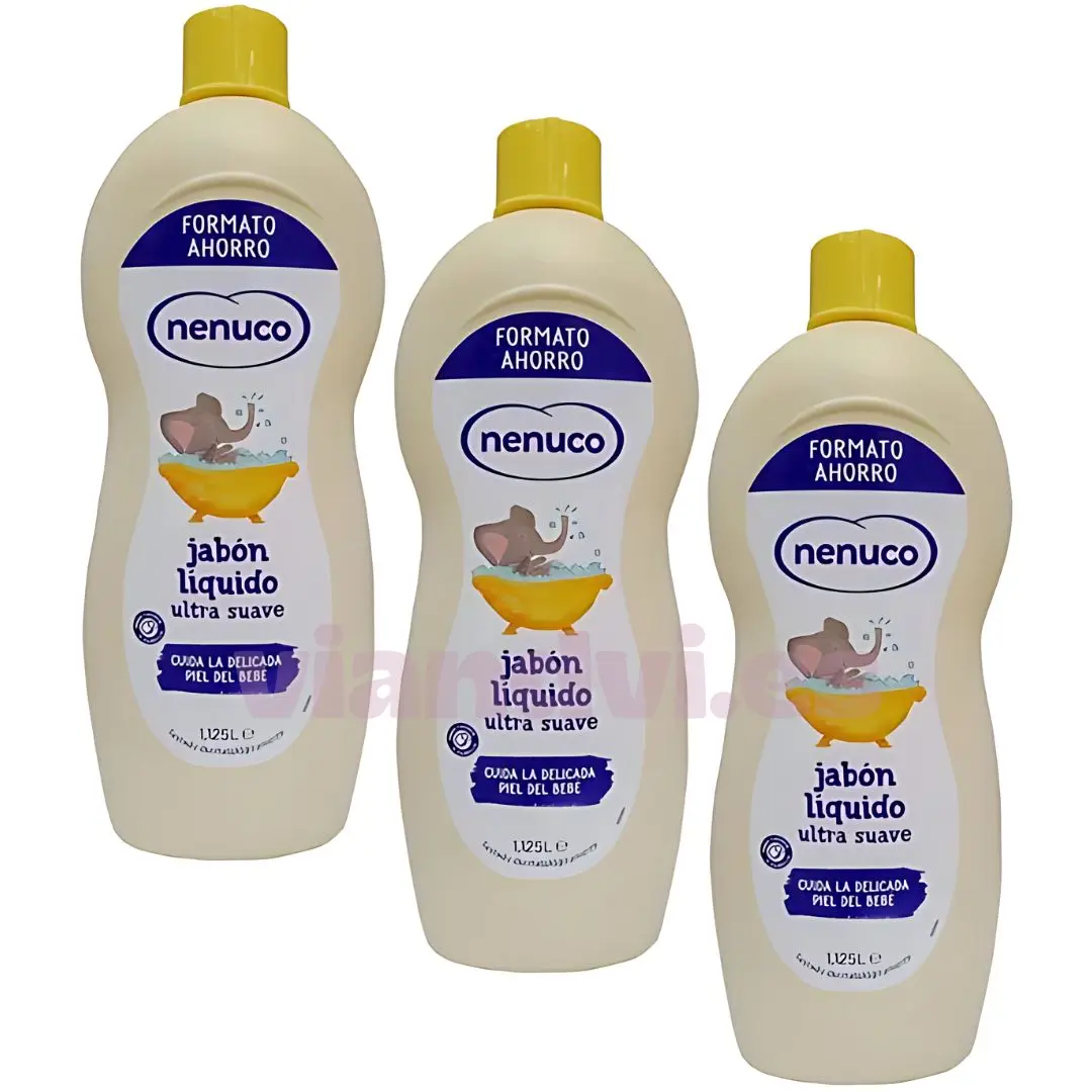 NENUCO Jabón líquido ultra suave – cuida la delicada piel del bebé –  Pack AHORRO de 3,375ml (3