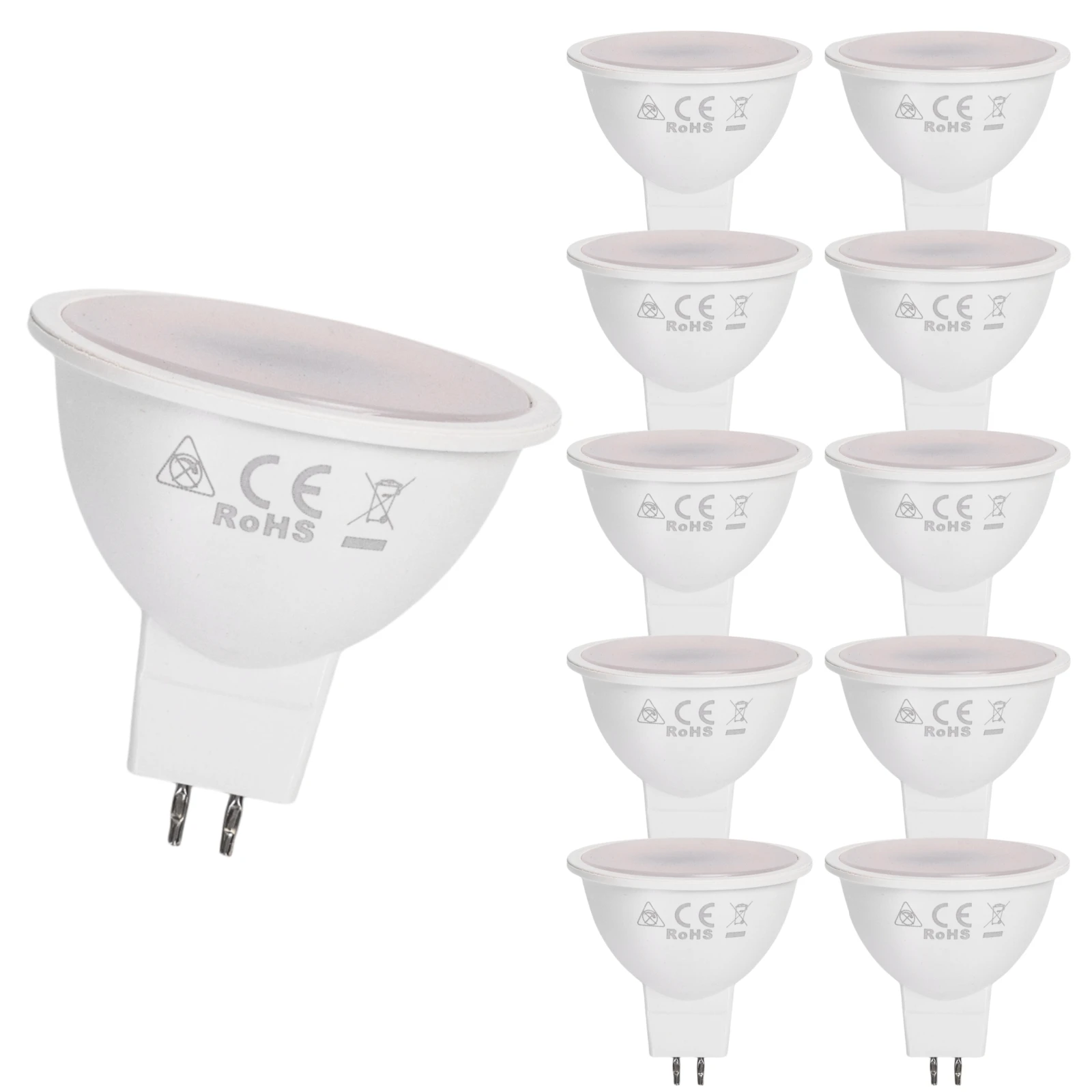 Aigostar GU5.3 MR16 Bombilla LED 6W=45W, luz cálida 3000K, 550 lúmenes, AC/DC 12V, ángulo de visión 100° - 10 unidades