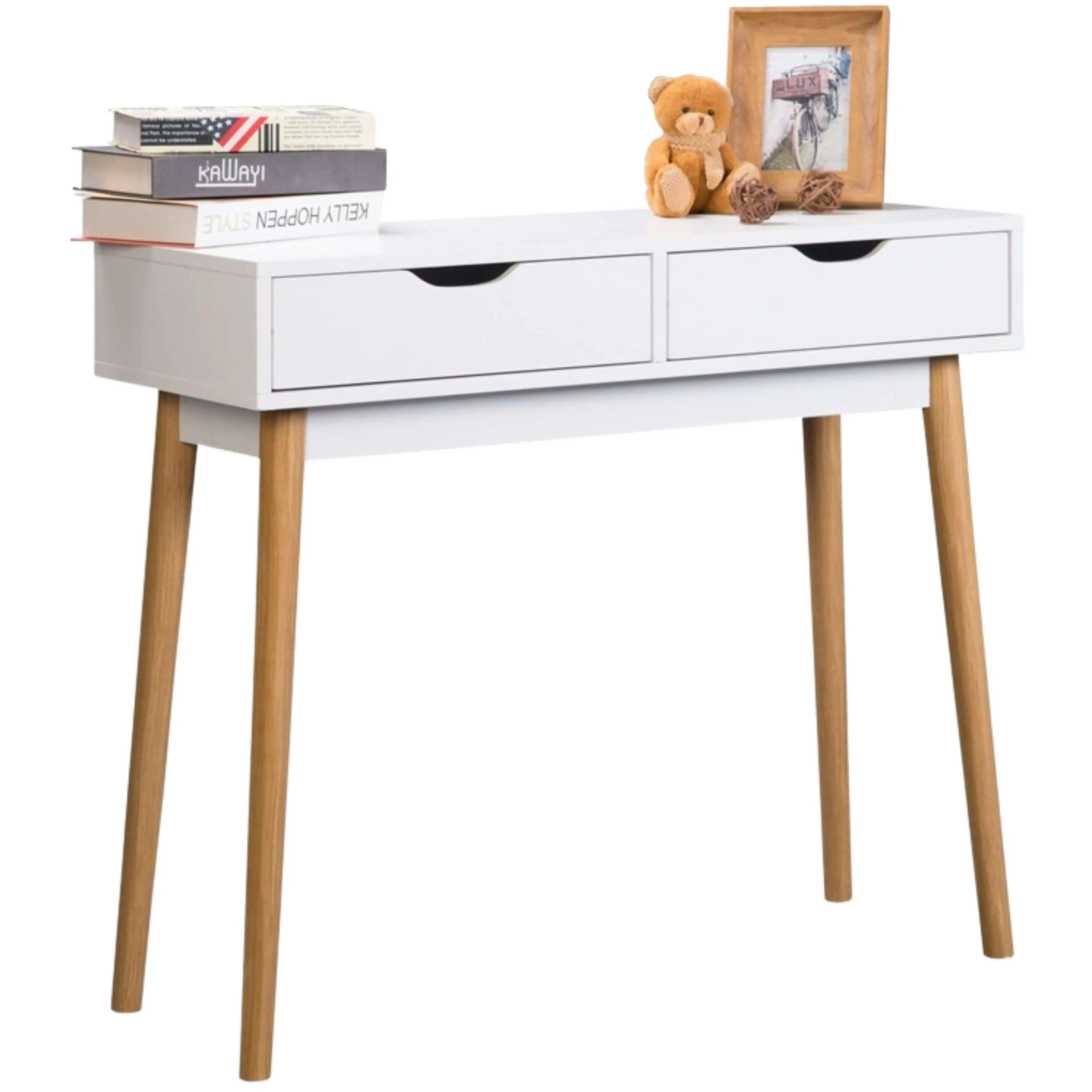 Miroytengo Mueble Recibidor Fiano en color blanco con 2 cajones 78x90x35 cm