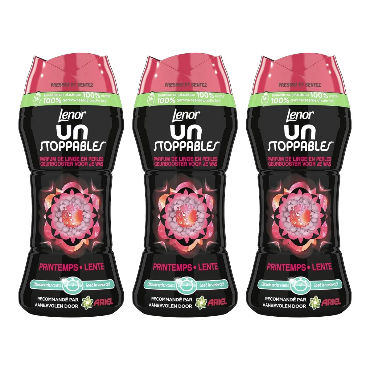 ARIEL Lenor Unstoppables Printemps Pack of 3 bottles of Pearl scented washing machine for laundry 224g (672g in total)