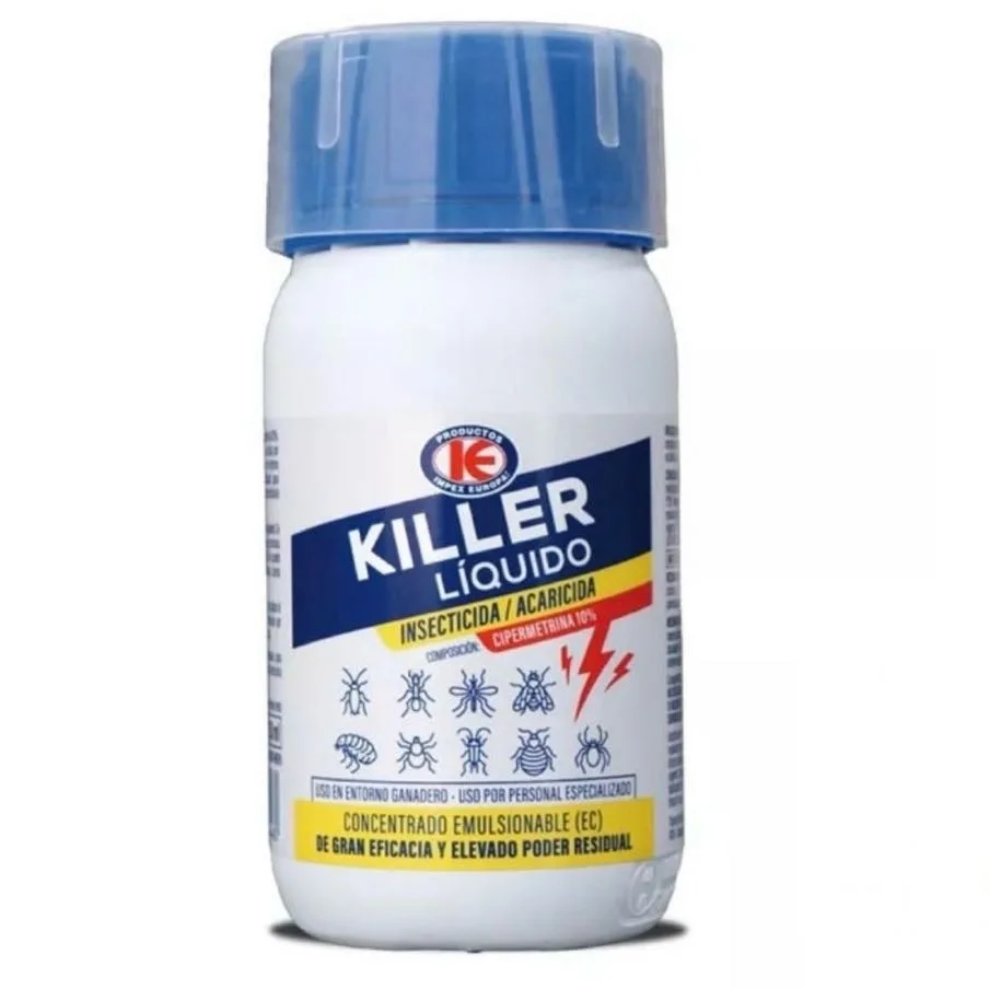 KILLER Insecticida Líquido y Acaricida Concentrado Líquido 250 ML - Acción Rápida y Residual. Impex Europa