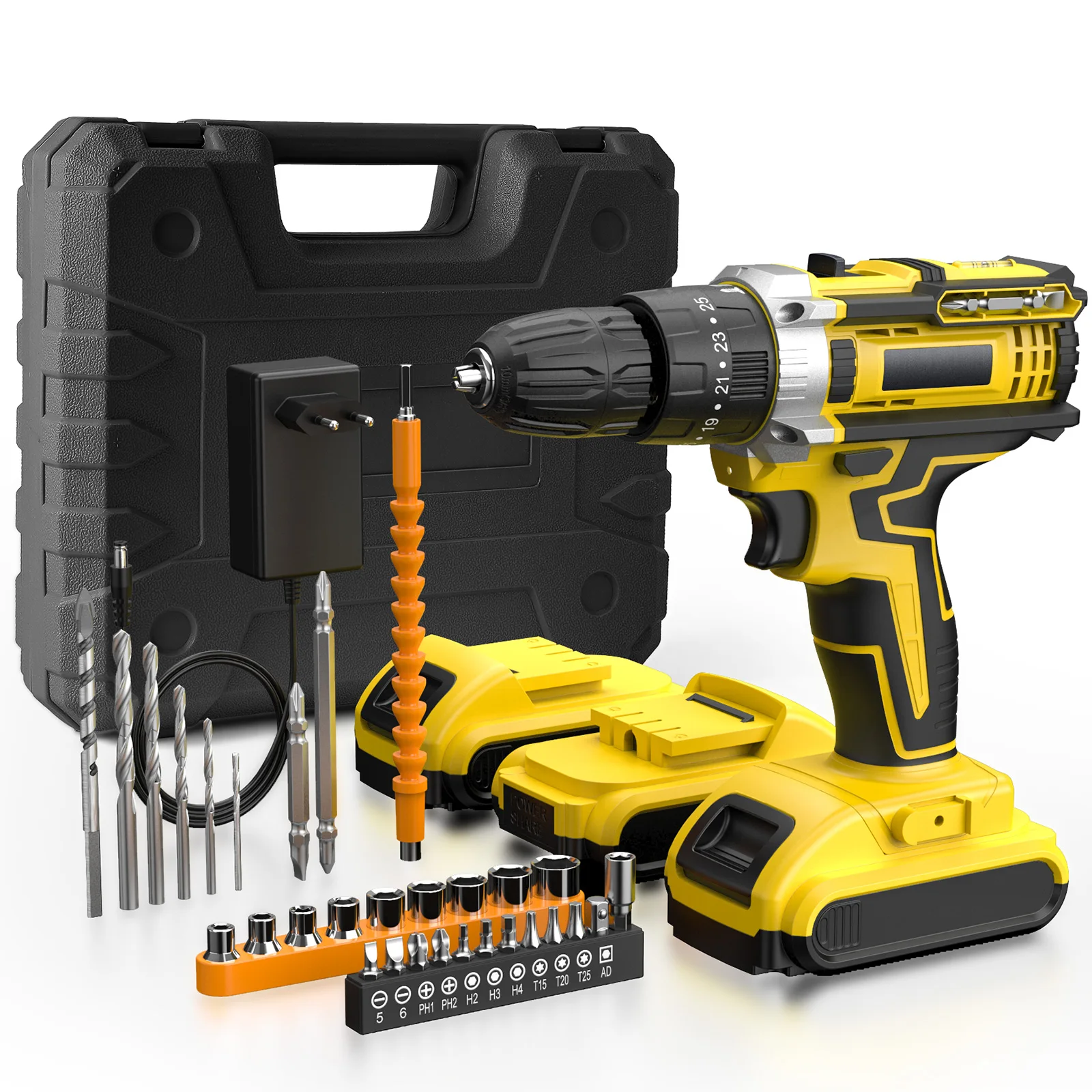 Cordless Impact Drill Electric Screwdriver with Lithium-Ion Battery, 18V, 400W, 45 Nm Torque for Home DIY, 3/8" Chuck Size, Lightweight 1.2 kg, CE Certified, Ideal Electric Tool for Gifts