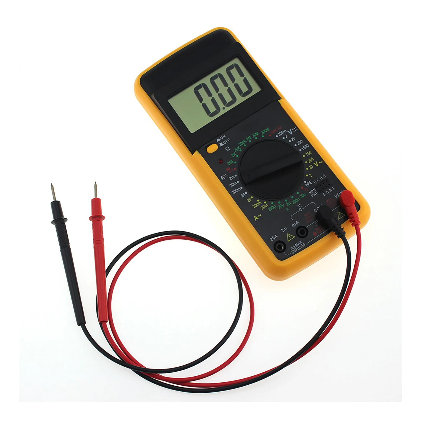 Multímetro Voltímetro Polímetro digital LCD multifunción | AC DC Tester | Herramienta de Diagnóstico y Testeo para electricistas | Protección sobretensiones | Pantalla LCD de 6cmx3cm | Incluye 1 pila y 2 cables | RevolutionLine