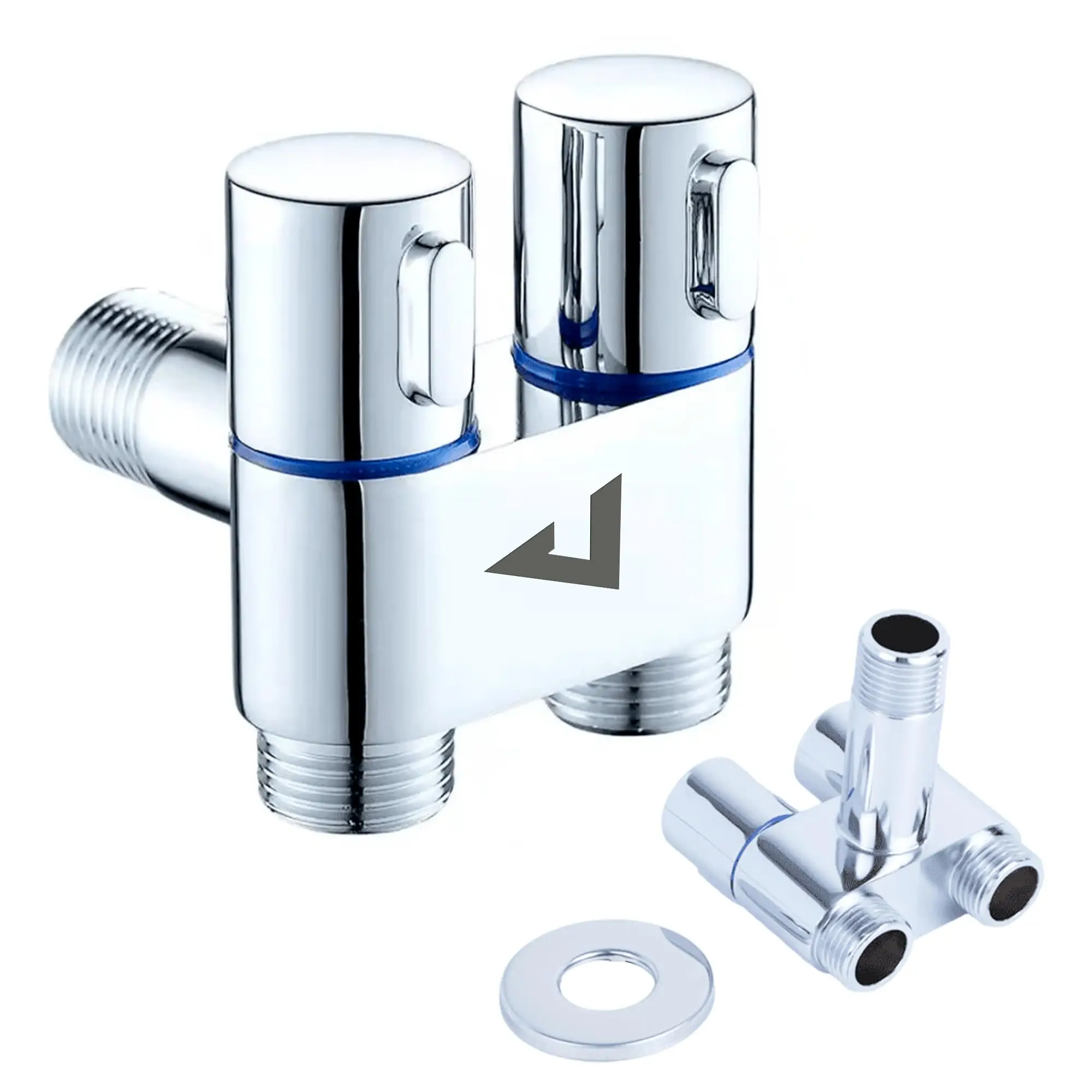 RELAXTY Grifo Bidet para WC + Valvula de Control de 2 Vias + Manguera y Soporte - Duchas Higienicas para WC