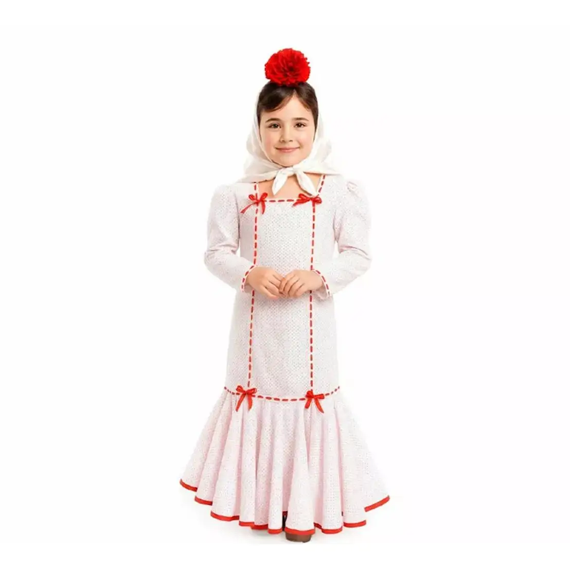 Partilandia Disfraz de Chulapa Clásico blanco y rojo para niña