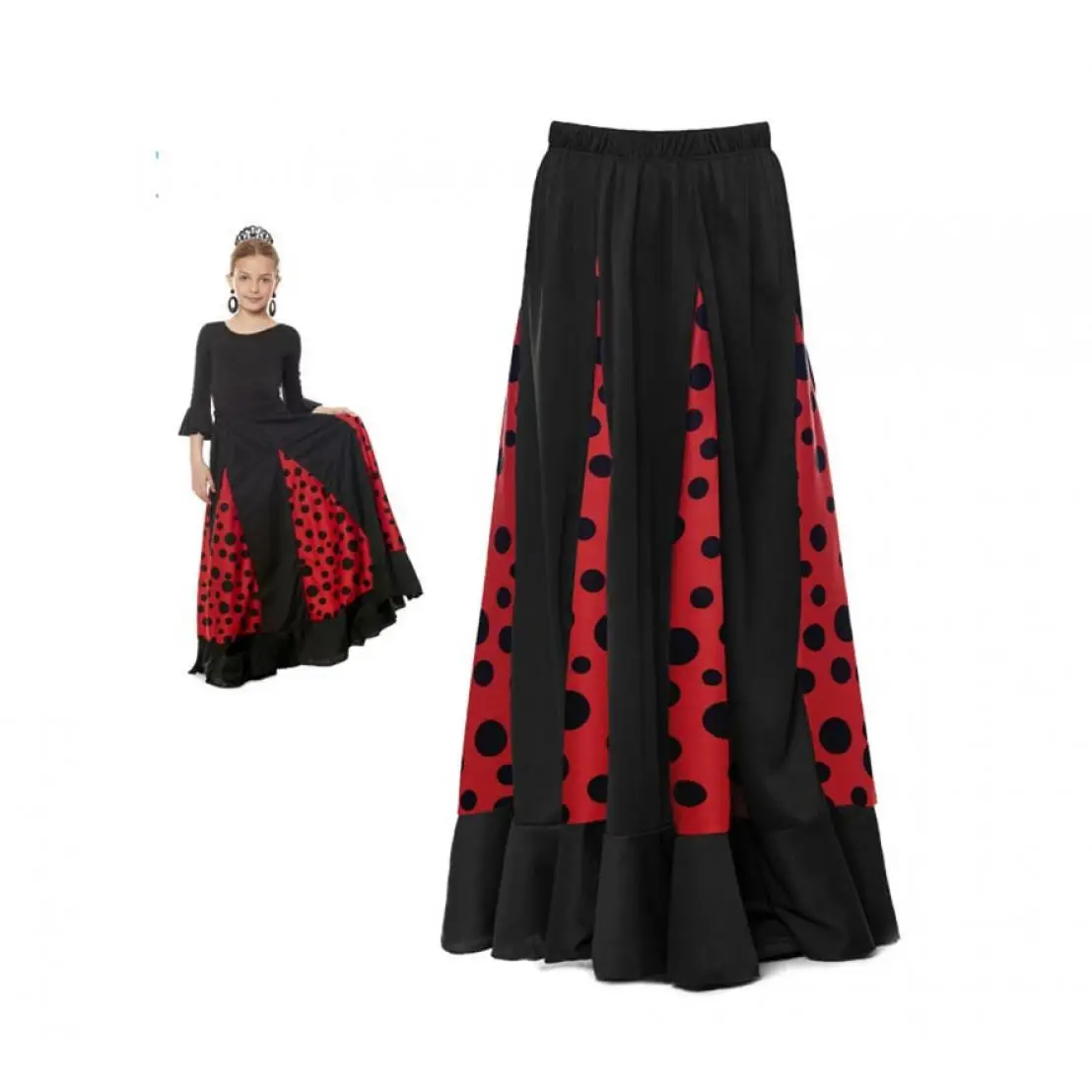 Parland Sevillana keel skirt with red and black moon for girl