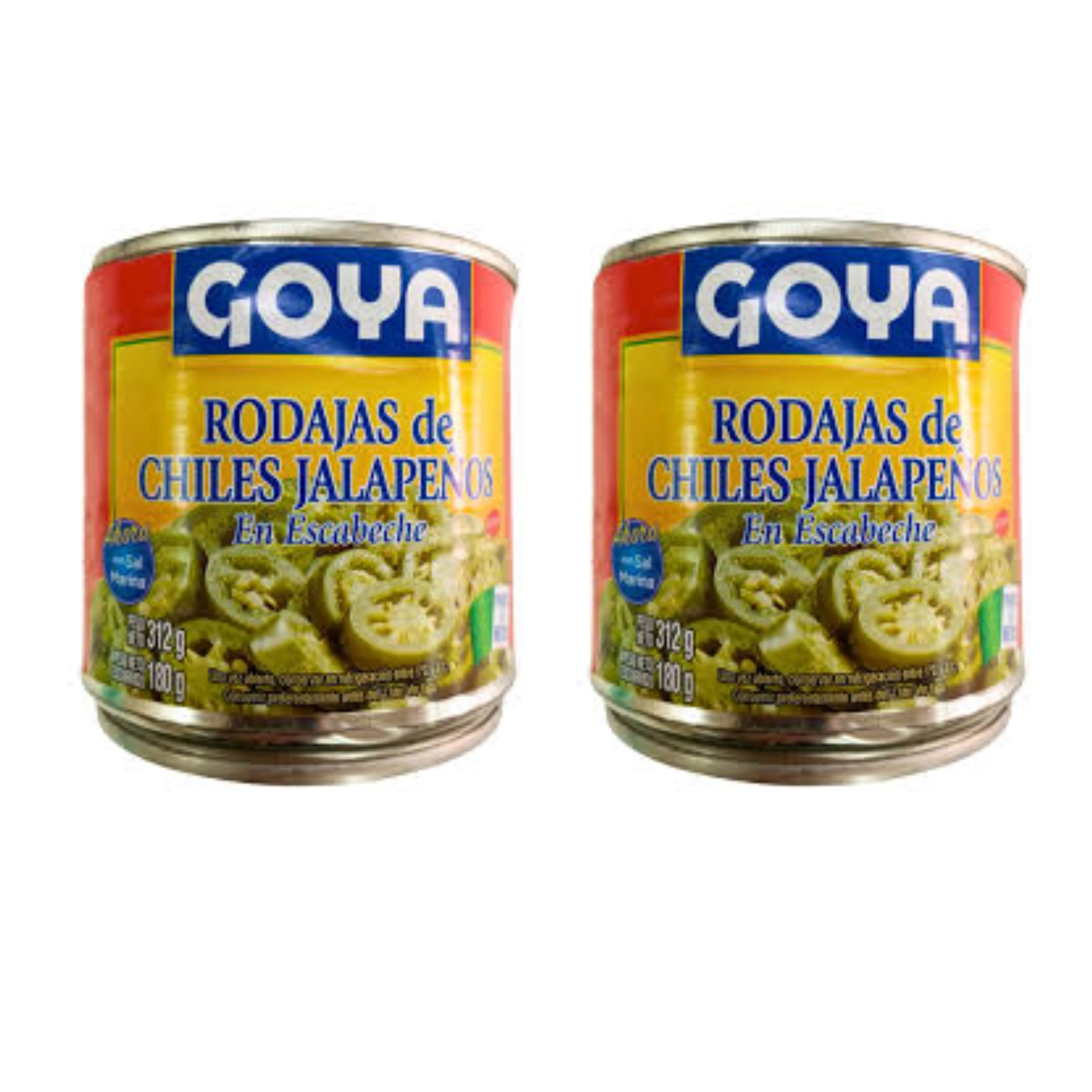 2 BOTES DE RODAJAS DE CHILES JALAPENOS CON MUCHAS VITAMINAS, CALCIO Y PROTEÍNAS 312G. GOYA .ALTA CALIDAD .MEXICO