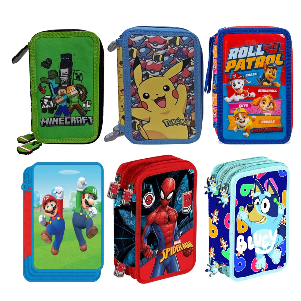 Pokémon, Spiderman, Bluey, Mario Bros, Stitch Estuche Plumier 2/3 Cremalleras  | Vuelta al Cole - Licencias Oficiales –
