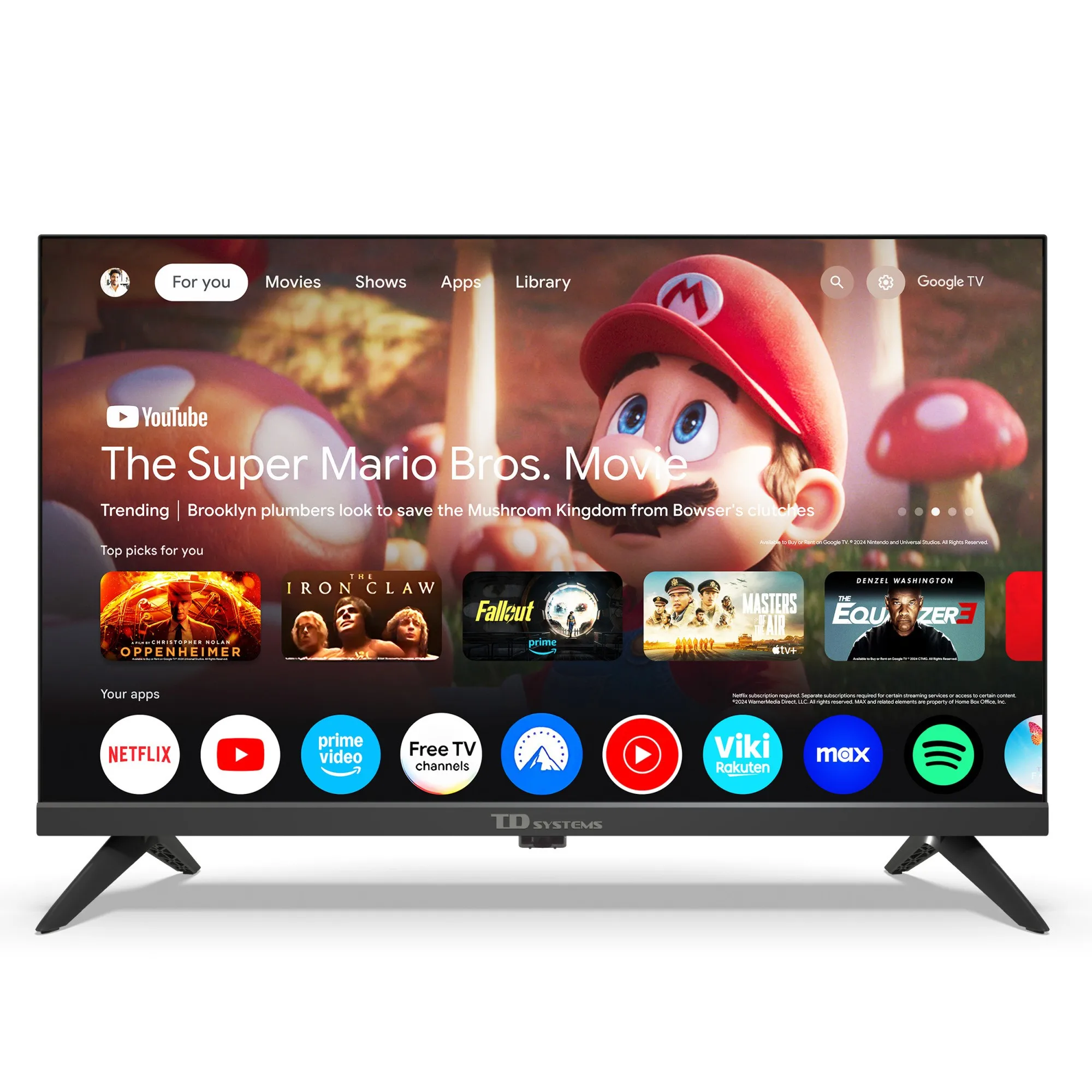 Smart TV 24 inches HD TD Systems K24DLK21GLE with Google Assistant and voice control, Android 14, Dolby Digital Plus, Bluetooth, 2 HDMI, Google Chromecast, ideal for streaming Netflix, YouTube, and more.