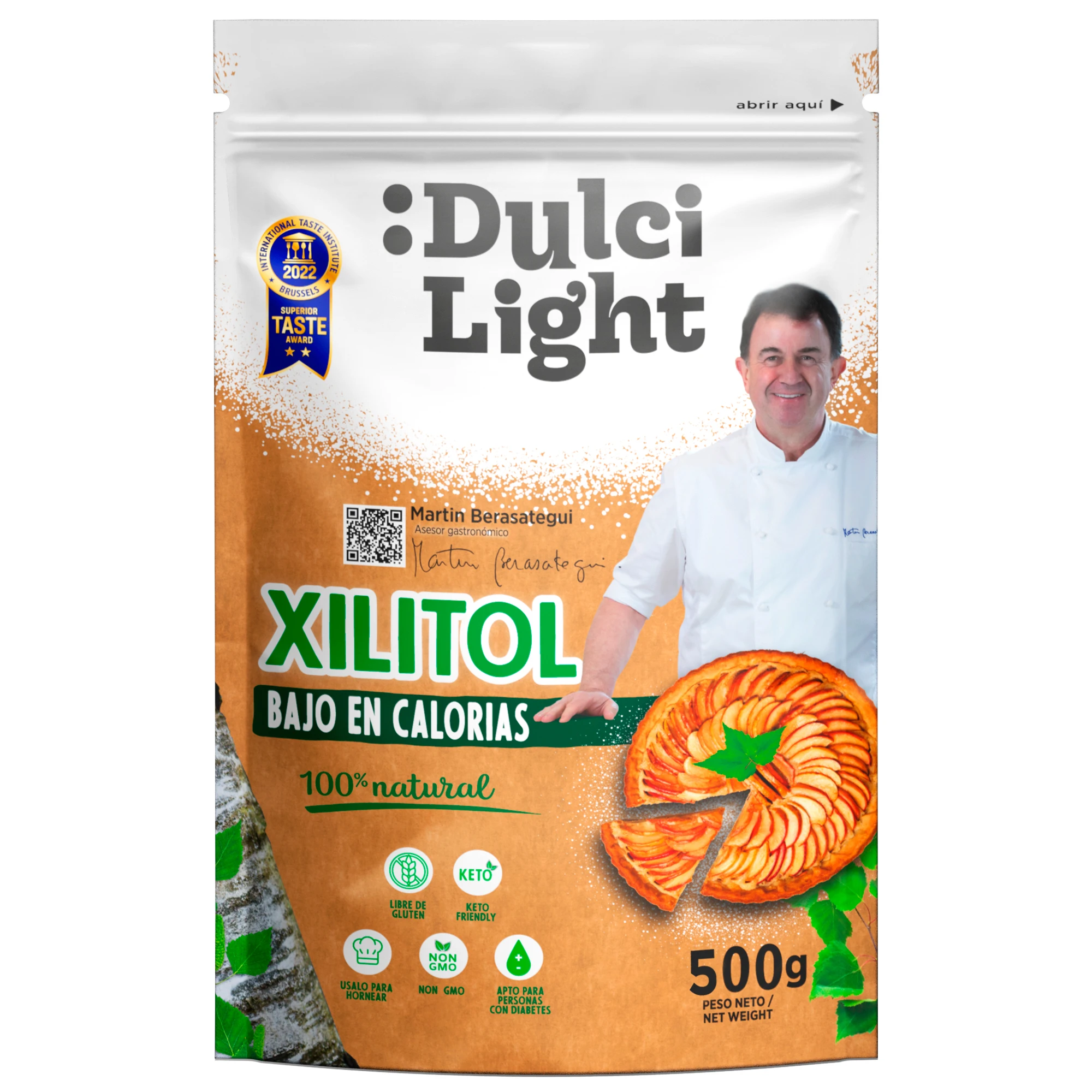 DulciLight Edulcorante Xilitol 500gr Zero   100% Natural  Origen de Abedul de Finlandia  Sustituto del Azúcar  Ideal para cocina y repostería  Bajo en calorías y carbohidratos